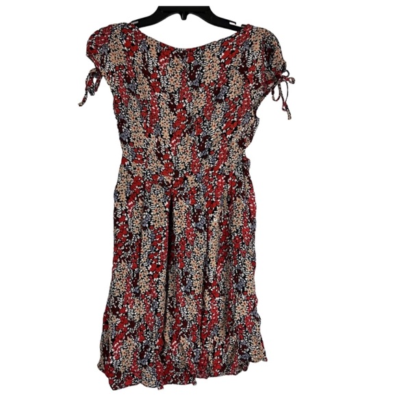 Free People Miss Right Mini Dress Floral Print Cap Sleeve Keyhole Cut Out  Sz: S - Picture 2 of 8